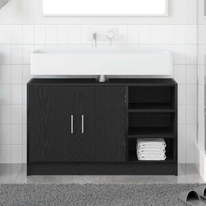 vidaXL Badkamerkast met plank Zwart Eiken 90 x 29 x 55 cm Bewerkt hout