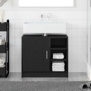 vidaXL Badkamerkast met plank Zwart Eiken 63 x 29 x 55 cm Bewerkt hout