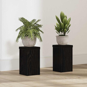 vidaXL Plantenstandaard 2 pcs Zwart Eiken 10 x 10 x 18 cm Bewerkt hout