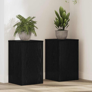 vidaXL Plantenstandaard 2 pcs Zwart Eiken 30 x 30 x 50 cm Bewerkt hout