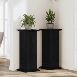 vidaXL Plantenstandaard Zwart Eiken 33 x 33 x 80 cm Bewerkt hout