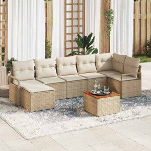 vidaXL Tuin Sofa Set met kussen 8 pcs Beige Poly riet