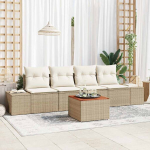 vidaXL Tuin Sofa Set met kussen 5 pcs Beige Poly riet