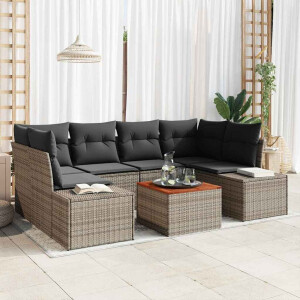 vidaXL Tuin Sofa Set met kussen 7 pcs Grijs Poly riet