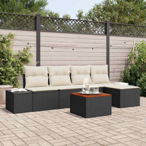 vidaXL Tuin Sofa Set met kussen 6 pcs Zwart Poly riet