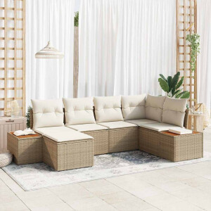 vidaXL Tuin Sofa Set met kussen 6 pcs Beige poly rattan