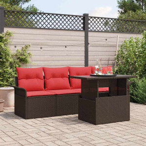 vidaXL Tuin Sofa Set met kussen 5 pcs Bruin poly rattan