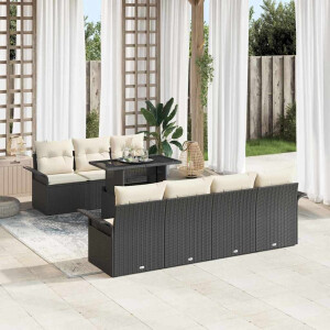 vidaXL Tuin Sofa Set met kussen 8 pcs Zwart poly rattan