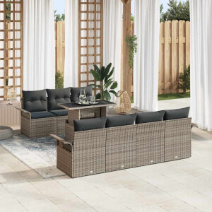 vidaXL Tuin Sofa Set met kussen 8 pcs Grijs poly rattan