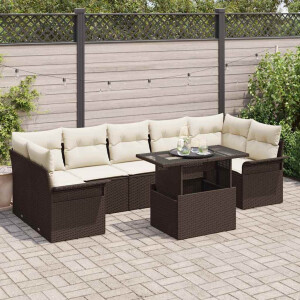 vidaXL Tuin Sofa Set met kussen 8 pcs Bruin poly rattan