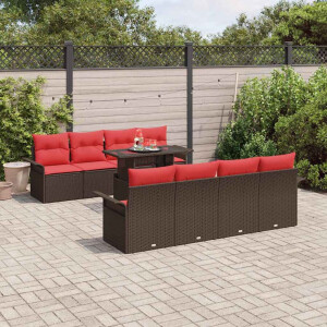 vidaXL Tuin Sofa Set met kussen 8 pcs Bruin poly rattan