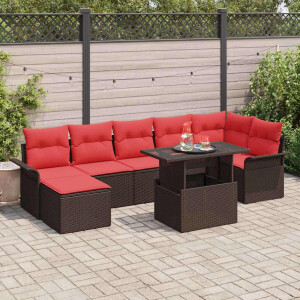 vidaXL Tuin Sofa Set met kussen 8 pcs Bruin poly rattan