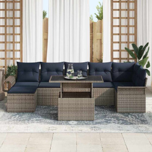 vidaXL Tuin Sofa Set met kussen 8 pcs Grijs poly rattan