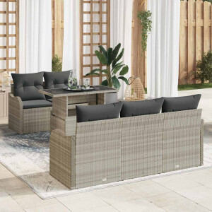 vidaXL Tuin Sofa Set met kussen 6 pcs Lichtgrijs poly rattan
