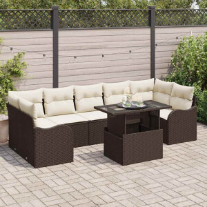 vidaXL Tuin Sofa Set met kussen 8 pcs Bruin en Crème poly rattan