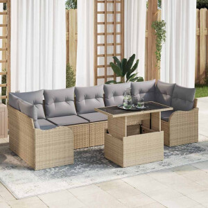 vidaXL Tuin Sofa Set met kussen 8 pcs Beige poly rattan
