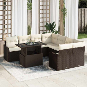 vidaXL Tuin Sofa Set met kussen 9 pcs Bruin Poly riet