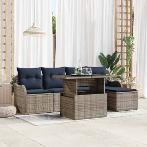 vidaXL Tuin Sofa Set 6 st Grijs poly rattan