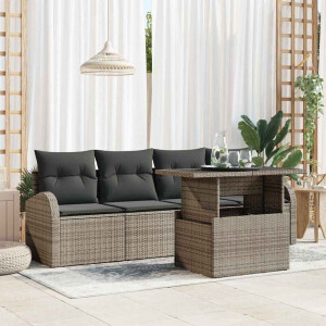 vidaXL Tuin Sofa Set met kussen 5 pcs Grijs Poly riet