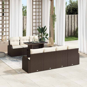 vidaXL Tuin Sofa Set met kussen 8 pcs Bruin Poly riet