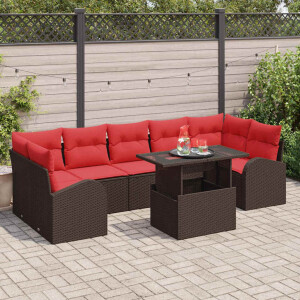 vidaXL Tuin Sofa Set met opslag 8 pcs Bruin poly rattan
