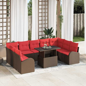vidaXL Tuin Sofa Set met opslag met kussen 10 pcs Bruin poly rattan