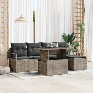 vidaXL Tuin Sofa Set met kussen 6 pcs Grijs