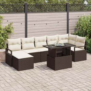 vidaXL Tuin Sofa Set met kussen 8 pcs Bruin en crème