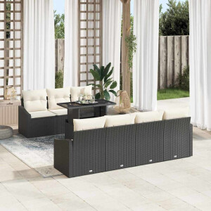 vidaXL Tuin Sofa Set met kussen 8 pcs Zwart en Crème poly rattan