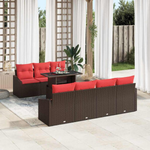 vidaXL Tuin Sofa Set 8 st Bruin en Rood poly rattan