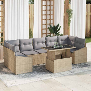 vidaXL Tuin Sofa Set met kussen 8 pcs beige en lichtgrijs poly rattan