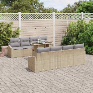 vidaXL Tuin Sofa Set met kussen 7 pcs Beige en Licht Grijs poly rattan