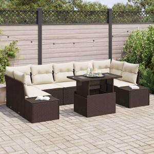 vidaXL Bankstel met kussen 8 pcs Bruin en Crème poly rattan