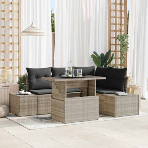 vidaXL Tuin Sofa Set met kussen 5 pcs Lichtgrijs poly rattan