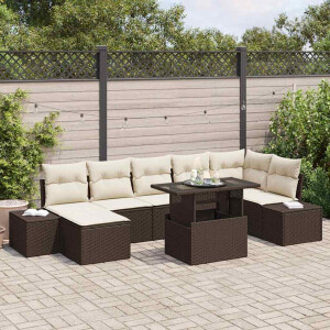 vidaXL Tuin Sofa Set met kussen 8 pcs Bruin en crème