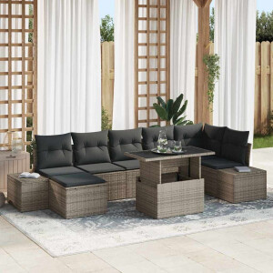 vidaXL Tuin Sofa Set met kussen 8 pcs Grijs