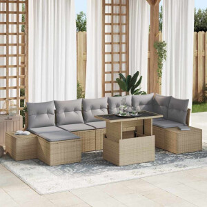vidaXL Tuin Sofa Set met kussen 8 pcs beige en lichtgrijs