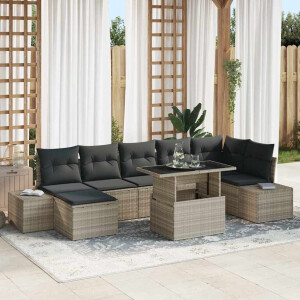 vidaXL Tuin Sofa Set met kussen 8 pcs Lichtgrijs