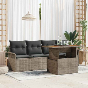 vidaXL Tuin Sofa Set met kussen 5 pcs Grijs