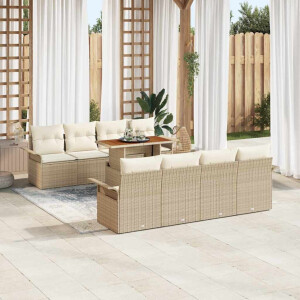 vidaXL Tuin Sofa Set met kussen 7 pcs beige en crèmekleurig