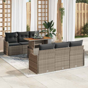 vidaXL Tuin Sofa Set met kussen 7 pcs Grijs