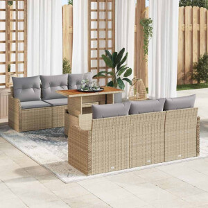vidaXL Tuin Sofa Set met kussen 7 pcs beige en lichtgrijs