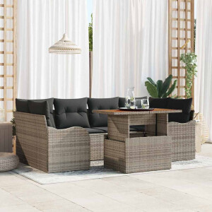 vidaXL Tuin Sofa Set met kussen 7 pcs Grijs