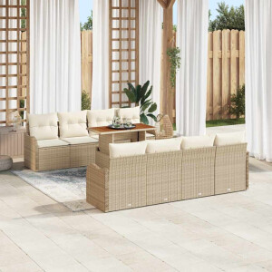 vidaXL Tuin Sofa Set met kussen 7 pcs beige en crèmekleurig