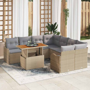 vidaXL Tuin Sofa Set met kussen 7 pcs beige en lichtgrijs