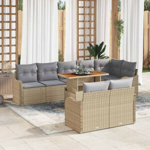 vidaXL Tuin Sofa Set met kussen 9 pcs beige en lichtgrijs