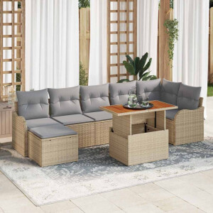 vidaXL Tuin Sofa Set met kussen met opslag 8 pcs beige en lichtgrijs