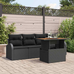 vidaXL Tuin Sofa Set met kussen 5 pcs Zwart