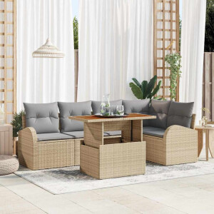 vidaXL Tuin Sofa Set met kussen 6 pcs beige en lichtgrijs