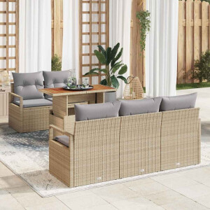 vidaXL Tuin Sofa Set met kussen 6 pcs beige en lichtgrijs